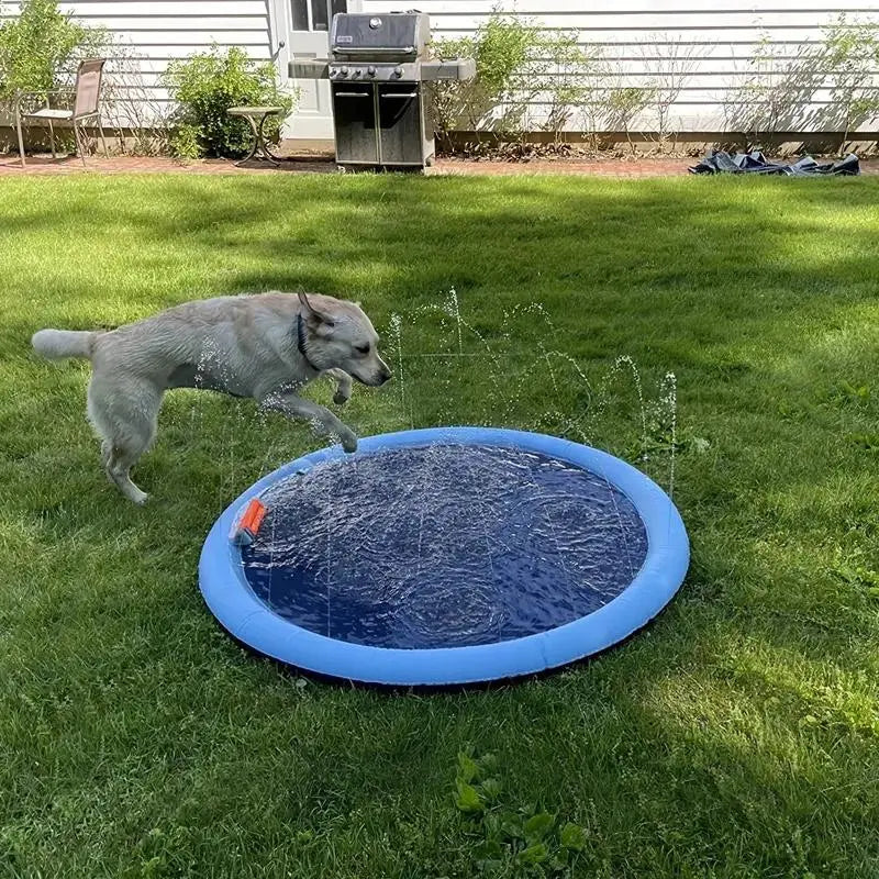 Outdoor Dog Water Sprinkler Pad, Portable Non-Slip Fun Pet Splash Pad for Bathing and Play, Outdoor Pet Shower Soaker #GLOBAL PICKS
