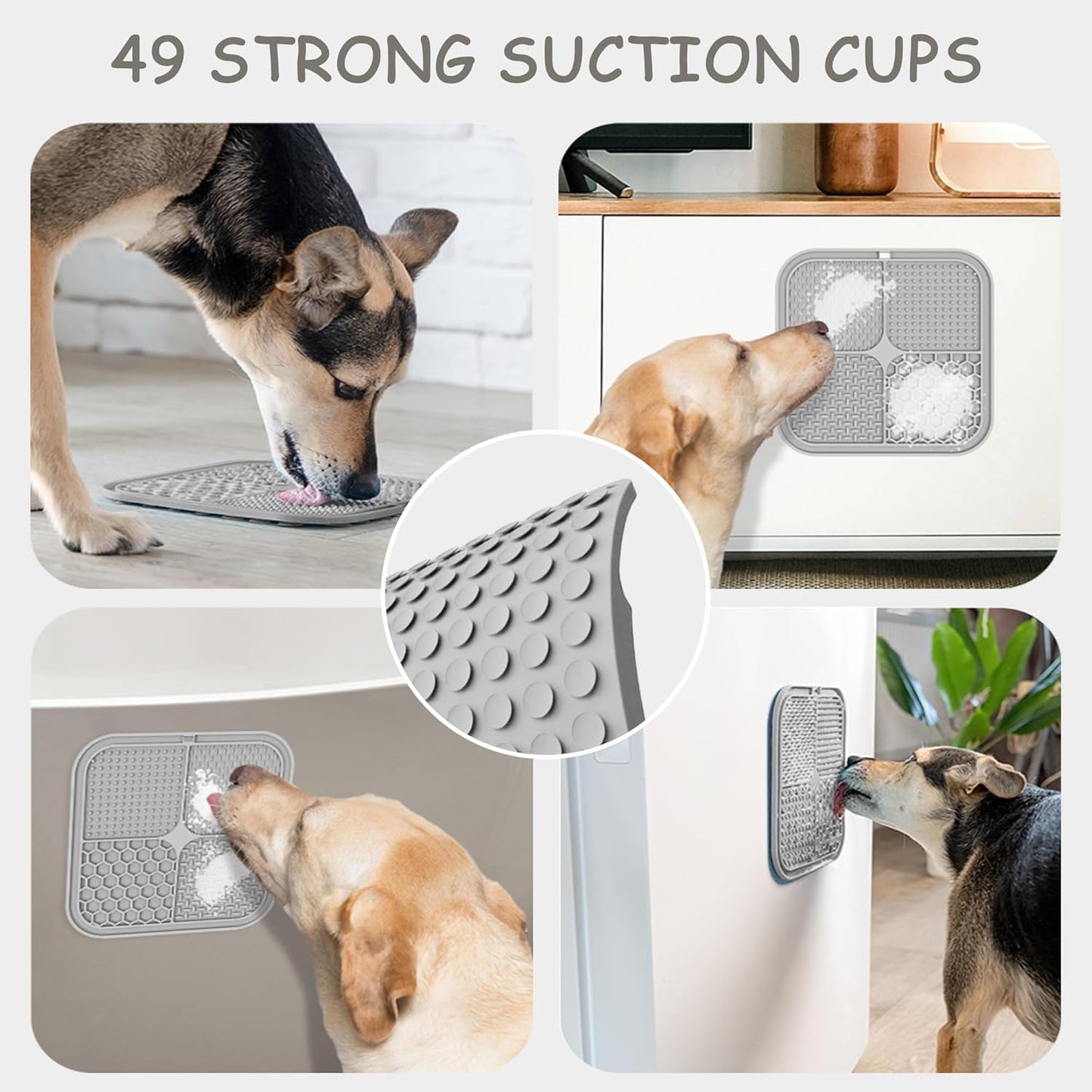 2 Pack Lick Mat for Dogs,Cats,Upgraded 8.5×8.5 Inches Licking Mats with Suction Cups,Slow Feeder Licking Pad for Anxiety Relief and Boredom Reducer,Suitable for Dog Training (Khaki+Dark Gray)