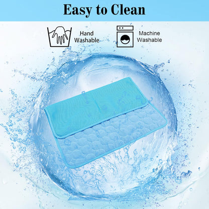 Dog Cooling Mat Washable Ice Silk Cooling Mat for Dogs Waterproof Bottom Summer Sleeping Pad Self Cooling Pad Blanket for Pets (40X28 In, Light Blue)