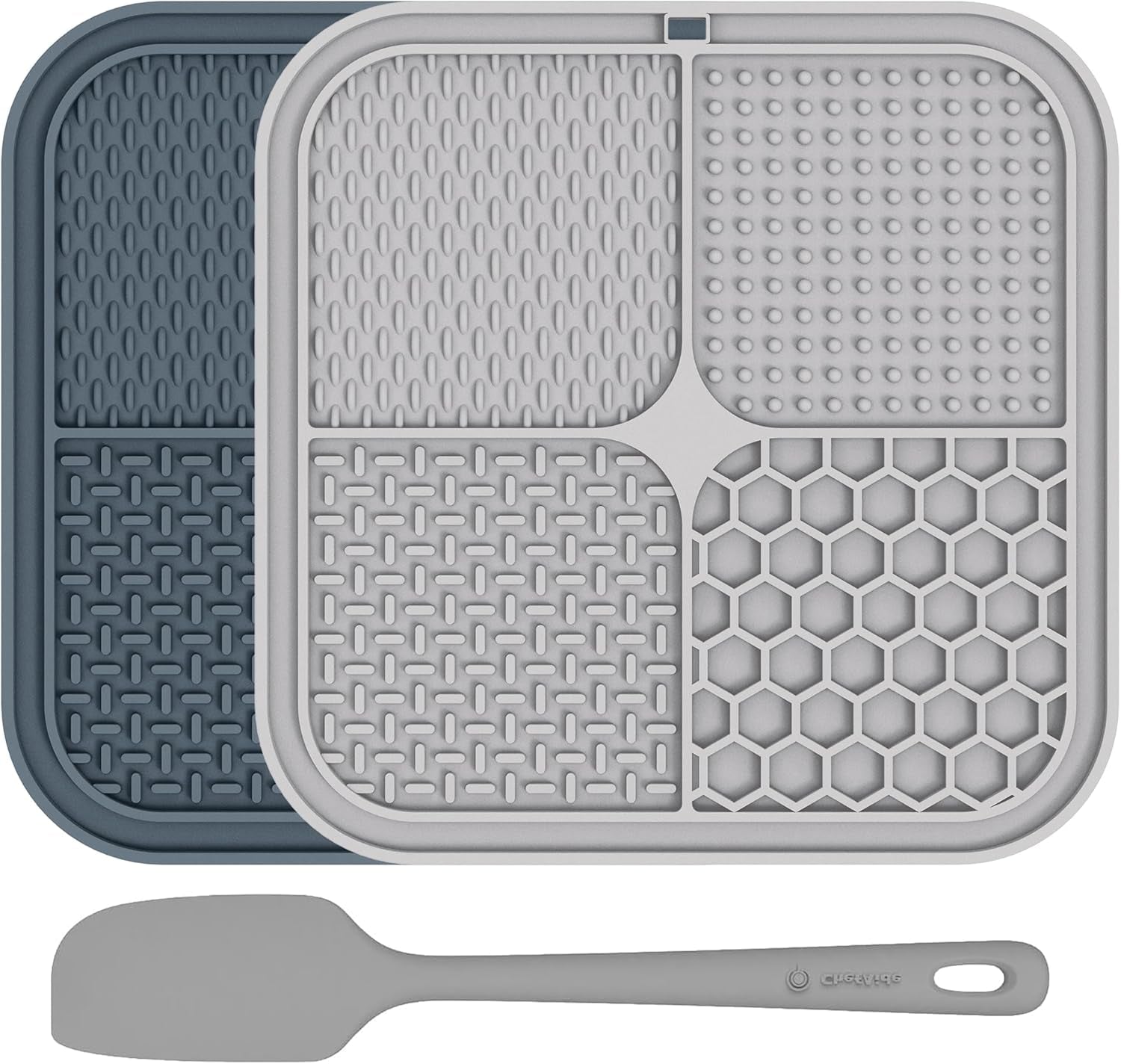 2 Pack Lick Mat for Dogs,Cats,Upgraded 8.5×8.5 Inches Licking Mats with Suction Cups,Slow Feeder Licking Pad for Anxiety Relief and Boredom Reducer,Suitable for Dog Training (Khaki+Dark Gray)