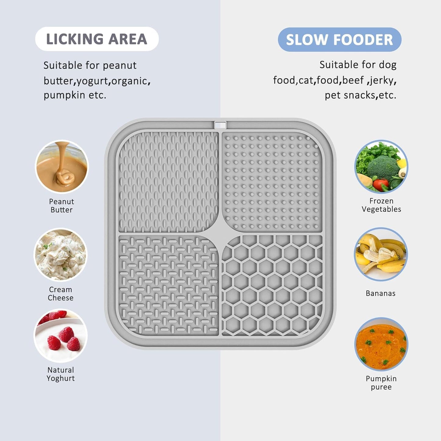 2 Pack Lick Mat for Dogs,Cats,Upgraded 8.5×8.5 Inches Licking Mats with Suction Cups,Slow Feeder Licking Pad for Anxiety Relief and Boredom Reducer,Suitable for Dog Training (Khaki+Dark Gray)
