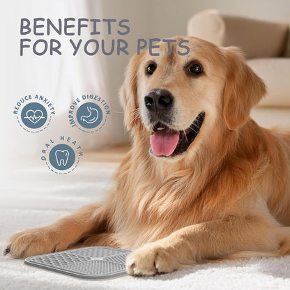2 Pack Lick Mat for Dogs,Cats,Upgraded 8.5×8.5 Inches Licking Mats with Suction Cups,Slow Feeder Licking Pad for Anxiety Relief and Boredom Reducer,Suitable for Dog Training (Khaki+Dark Gray)