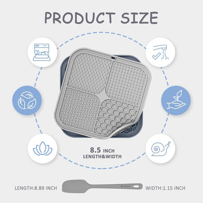 2 Pack Lick Mat for Dogs,Cats,Upgraded 8.5×8.5 Inches Licking Mats with Suction Cups,Slow Feeder Licking Pad for Anxiety Relief and Boredom Reducer,Suitable for Dog Training (Khaki+Dark Gray)